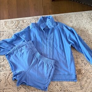 Aerie Blue Shorts and Sweatshirt Set